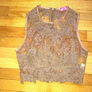 Lace Brown Crop Top